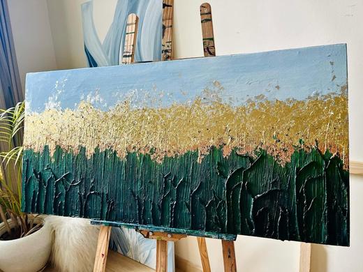 Gold Field, landscape painting by Sreeparna Poddar