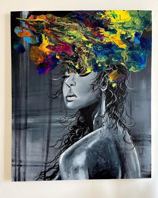 Mind in Colour, portrait painting by Sreeparna Poddar, approx. 24 × 30 in