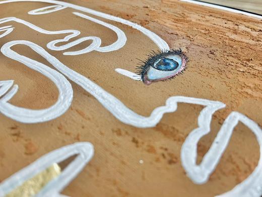 One Blue Eye, portrait painting by Sreeparna Poddar